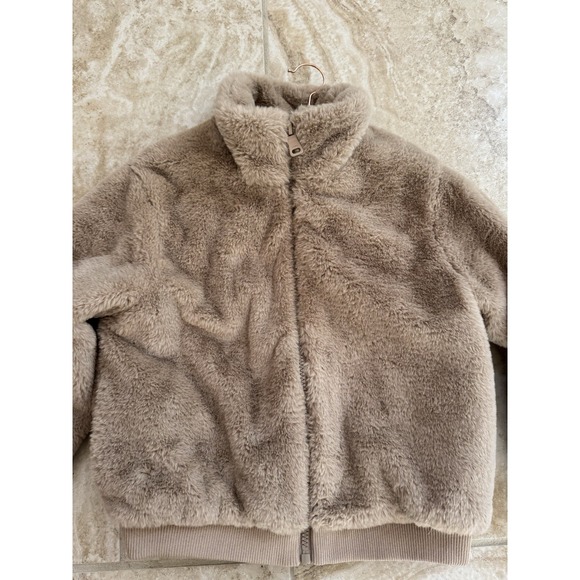Zara Faux Fur Bomber Jacket Beige Kids Size 11-12 Or Women Size XS - Picture 3 of 11